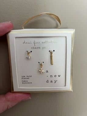 a new day Gold Charm  Pack with Cubic Zirconia Accents